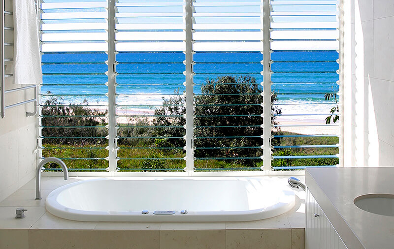 Breezway louvres in bathroom