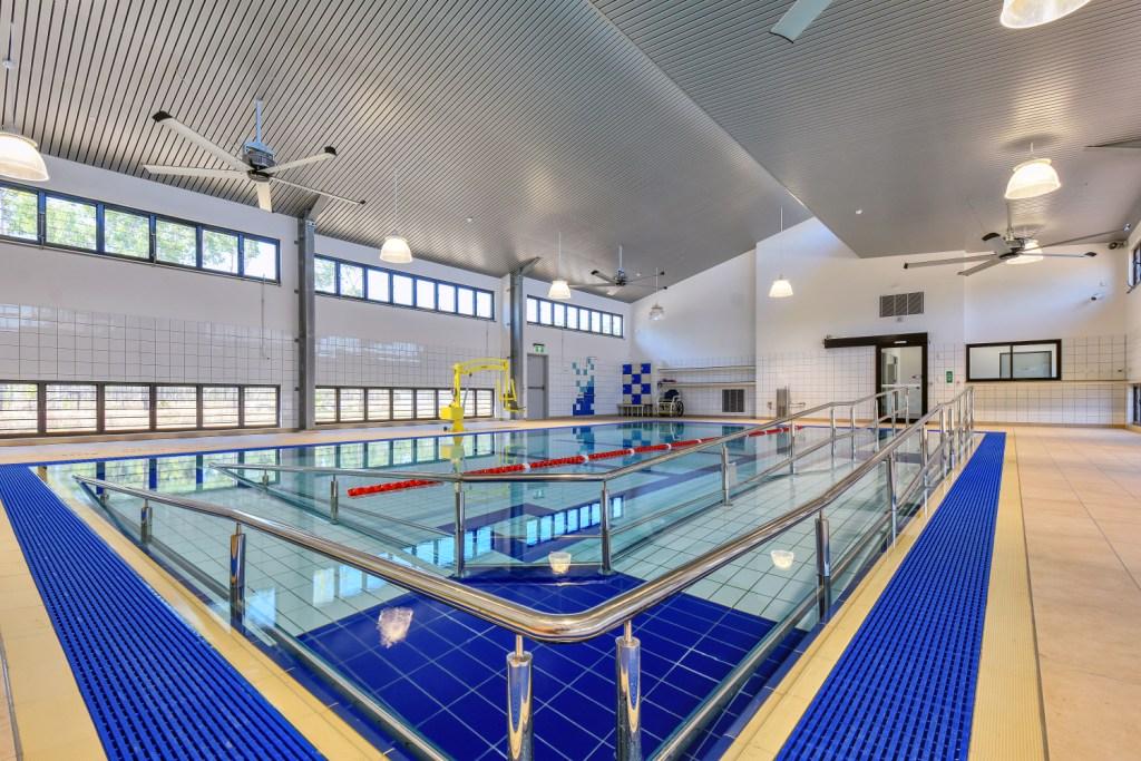 The Palmerston Hydrotherapy Pool facility is naturally ventilated with Breezway Louvre Windows